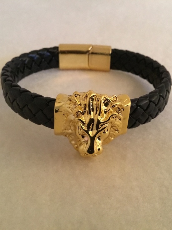 Other - Men’s Black Woven Golden Lion Head Bracelet